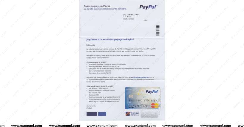 YoUnique Money - PayPal PrePaid MasterCard (Spain)